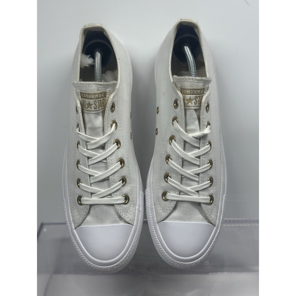 Converse Unisex All Star Egret/White Gold Accents Sneaker Shoe Womens Size 10 - Picture 3 of 10